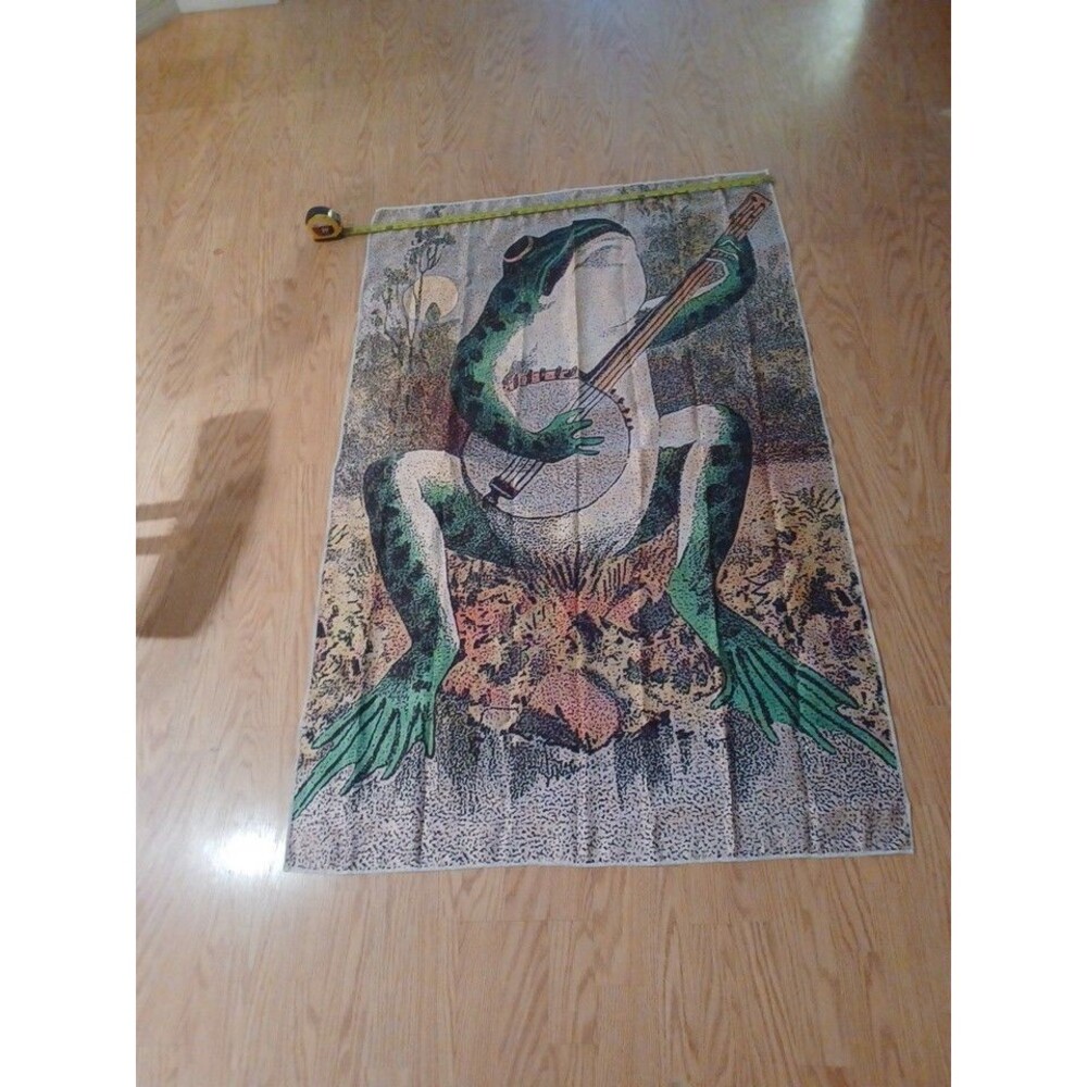 Lunerfex Moonlit Banjo Frog Wall Tapestry Whimsical Amphibian Musician